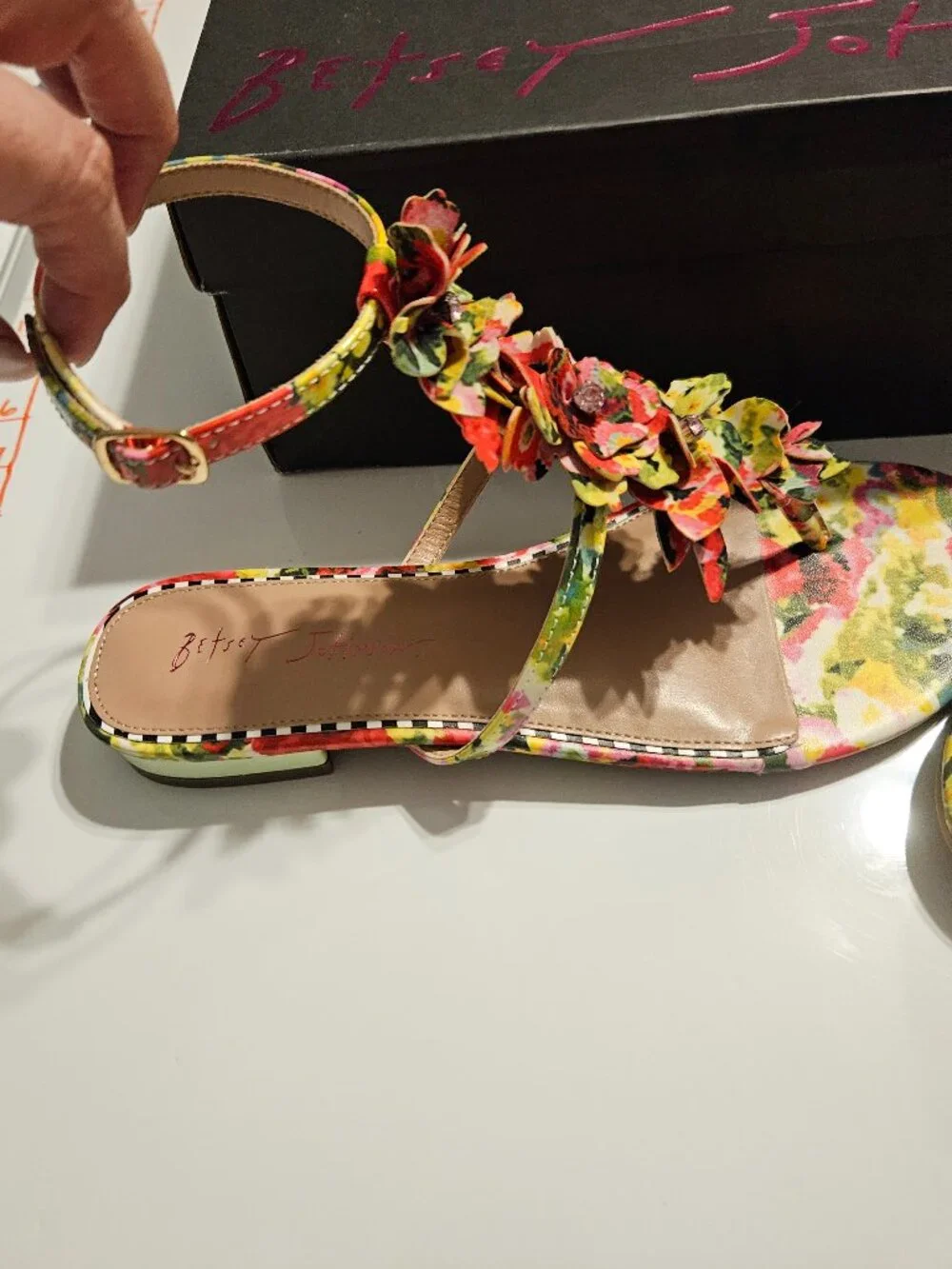 Betsey Johnson Floral Gladiator Round Toe Sandle Size 8.5 - Picture 3 of 10
